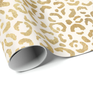 Cream Gold Leopard Print Wrapping Paper