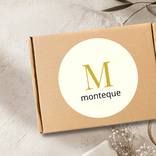 Cream Gold Monogram Personalized Name Luxury Gift Classic Round Sticker