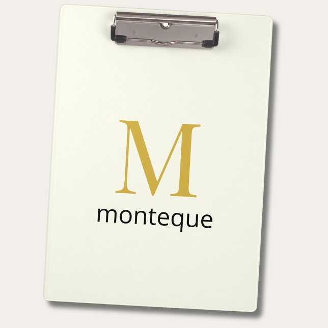 Cream Gold Monogram Personalized Name Luxury Gift  Clipboard (Creator Uploaded)