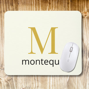 Cream Gold Monogram Personalized Name Luxury Gift  Mouse Pad