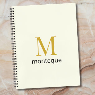 Cream Gold Monogram Personalized Name Luxury Gift Notebook