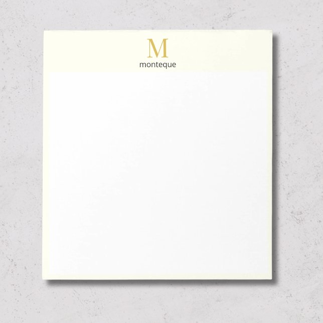 Cream Gold Monogram Personalized Name Luxury Gift  Notepad (Creator Uploaded)