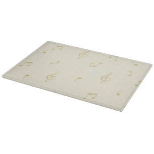 Cream Gold Music Notes   Cutting Board