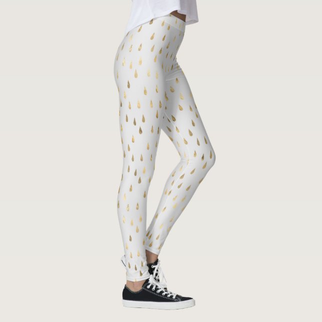 Cream Gold Raindrop Modern Trendy Yoga Leggings (Right)