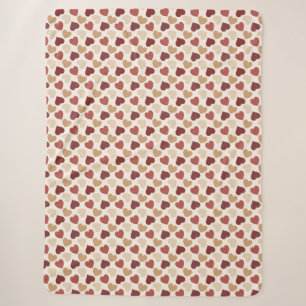 Cream Gold Red Hearts Love Sherpa Blanket