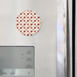 Cream Gold Red Hearts  Magnet