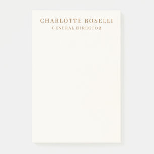Cream Gold Serif Font Professional Name Position Post-it Notes