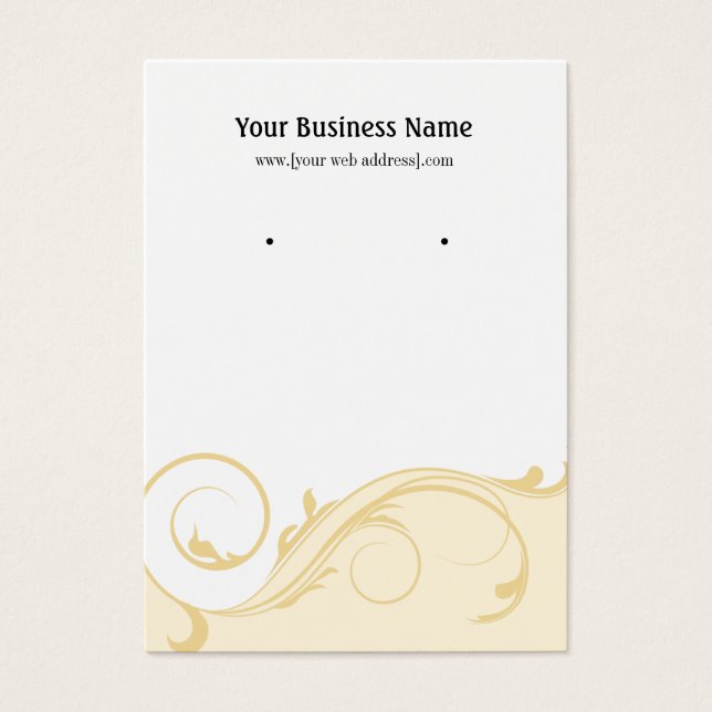 Cream Gold Swirl Custom Earring Display Card (Front)