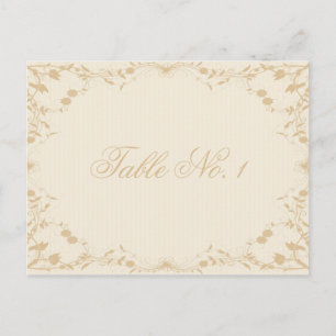 Cream Gold Vintage Pinstripe Floral Table Number Postcard