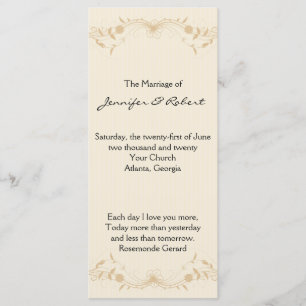 Cream Gold Vintage Pinstripe Wedding Program