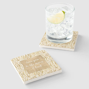Cream Gold Zebra Print Stone Coaster