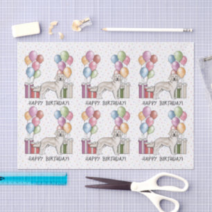 Cream Golden Retriever Colourful Happy Birthday Tissue Paper
