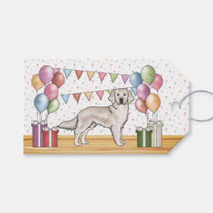 Cream Golden Retriever Colourful Pastel Birthday Gift Tags