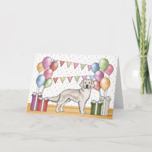 Cream Golden Retriever Dog Colourful Birthday Card
