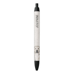 Cream Golden Retriever Dog Head Custom Name Black Ink Pen