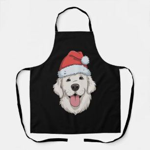 Cream Golden Retriever Lover Christmas Santa Hat  Apron