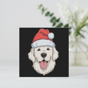 Cream Golden Retriever Lover Christmas Santa Hat Holiday Card