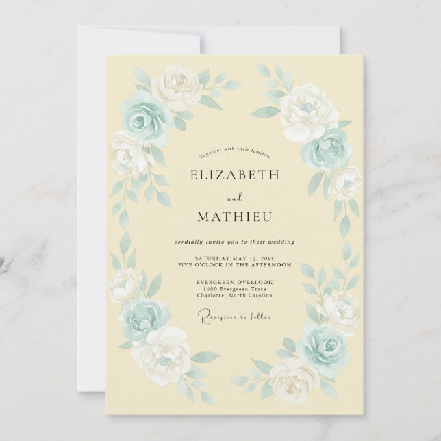 Cream Graceful Spring Wedding Invitation (Front)