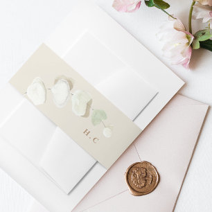 Cream Grass Tropical Jungle Floral Wedding Invitation Belly Band