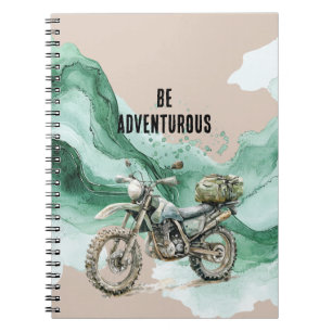 Cream Green Motorcycle Adventure Notebook