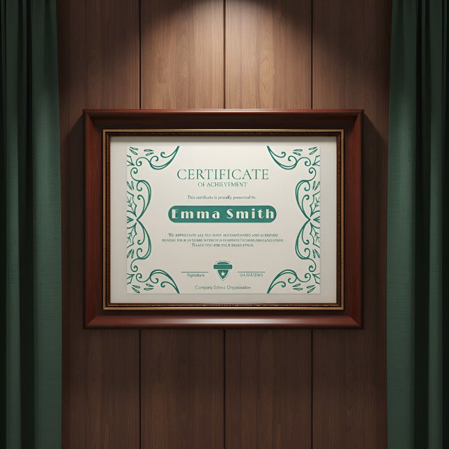 Cream & Green Vine Border Achievement Certificate (Creator Uploaded)