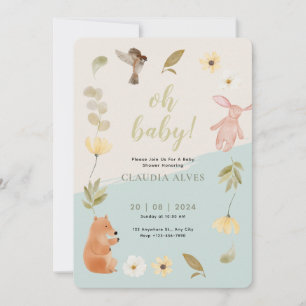 Cream Green Watercolor Baby Shower Honouring Invitation