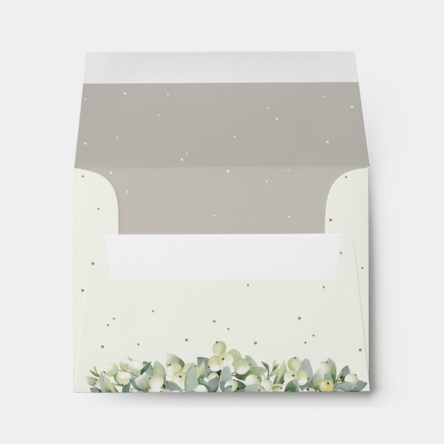Cream/Greige Inner Snowberry+Eucalyptus Wedding A2 Envelope (Back (Bottom))