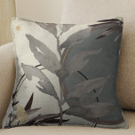 Cream & Grey Artistic Abstract Watercolor Throw Pillow<br><div class="desc">Stylish throw pillow features an artistic abstract design in a cream colour palette with shades of grey. A modern artistic abstract design features a watercolor leaf and a geometric circle composition with shades of grey with black and gold accents on a creamy ivory background. This abstract composition is built on...</div>