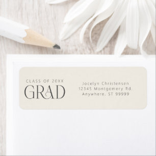 Cream Grey Grad Personalized Return Address