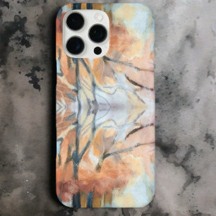 Cream grey orange beige brown abstract watercolor  iPhone 16 pro max case