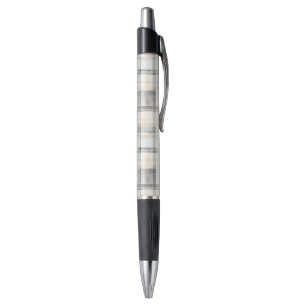 Cream Grey Yellow Plaid Stripes Pen