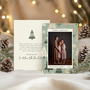 Cream Hand Painted Christmas Trees and Photo Holiday Card