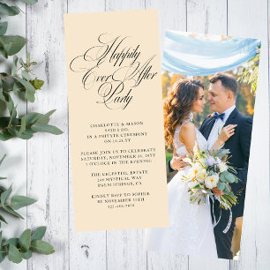 Cream Happily Ever After Photo Wedding Reception Invitation