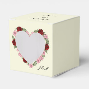 Cream Heart Floral Wreath Wedding Ballotines Favor Box