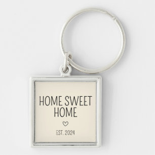 Cream Heart Home Sweet Home New Homeowner Keychain