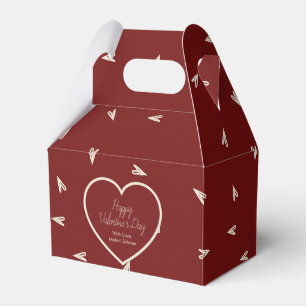 Cream Hearts on Burgundy - Minimal Valentine Favor Box