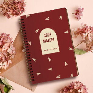 Cream Hearts on Burgundy - Minimal Valentine Planner