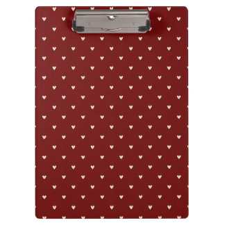 Cream Hearts on Burgundy Red Seamless Pattern Clipboard