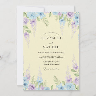 Cream Heavenly Wisteria Wedding Invitation