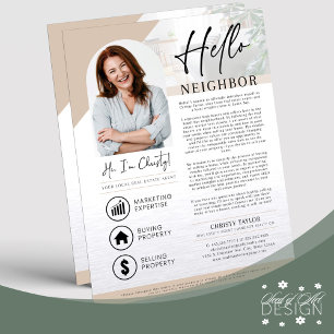 Cream Hello Neighbour Realtor Agent Introduction Flyer