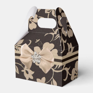 Cream Hibiscus Flowers on Brown 1 Favor Box