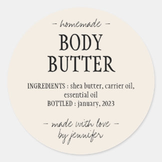 Cream Homemade Body Butter Classic Round Sticker