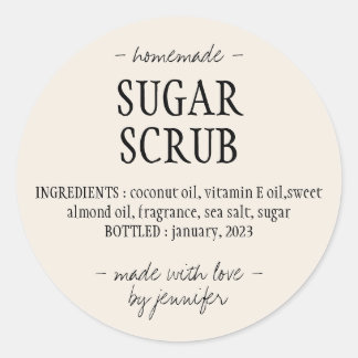 Cream Homemade Sugar Scrub Classic Round Sticker