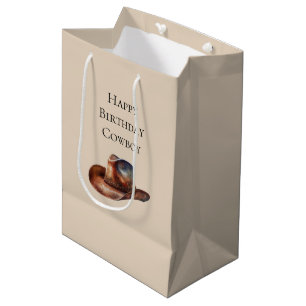 Cream Howdy Cowboy Western Hats Medium Gift Bag