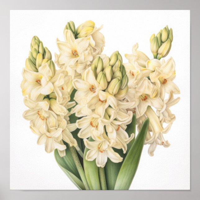 Cream Hyacinth Flower Art Print Poster (Front)