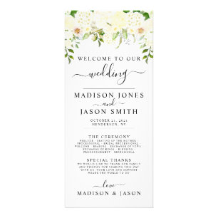 Cream Hydrangea & Roses Wedding Program