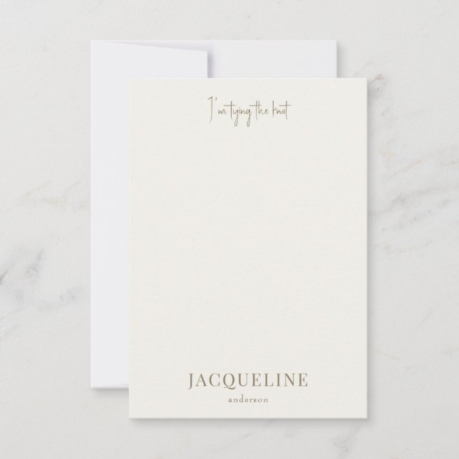 Cream I'm Tying the Knot Shower Thank You Card (Front)