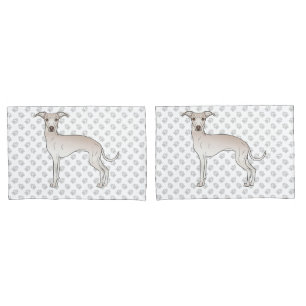 Cream Italian Greyhound Cartoon Dog With Paws Pillowcase