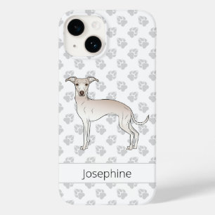 Cream Italian Greyhound Cute Dog With Custom Name Case-Mate iPhone 14 Case