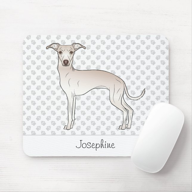 Cream Italian Greyhound Cute Dog With Custom Name Mouse Pad (With Mouse)